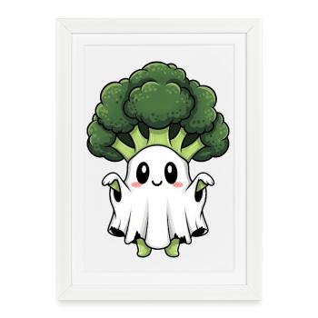 Cute Halloween Broccoli Ghost Ghost Costume - Framed poster (27 × 37 cm) - white - Front