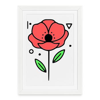 Coquelicots-coquelicots-minimaliste-Line-Art-3 - Affiche encadrée (27 × 37 cm) - blanc - Devant