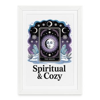 Conception de tarot de lune spirituelle et confortable - Affiche encadrée (27 × 37 cm) - blanc - Devant