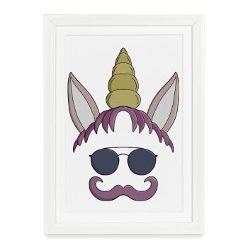 Moustache de licorne - Affiche encadrée (27 × 37 cm) - blanc - Devant