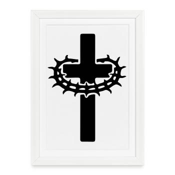 Couronne de croix d’épines Jésus - Affiche encadrée (27 × 37 cm) - blanc - Devant