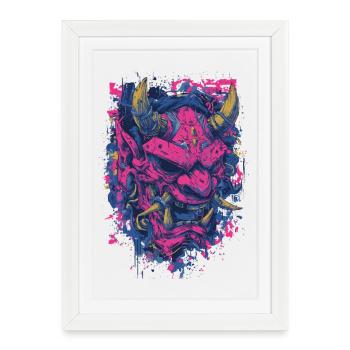 Crâne masque démoniaque – Motif de rue dans l’art sombre - Affiche encadrée (27 × 37 cm) - blanc - Devant