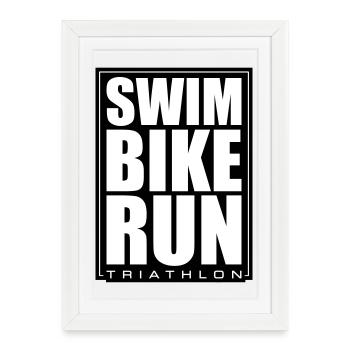 Triathlon Natation Cyclisme Course à pied - Affiche encadrée (27 × 37 cm) - blanc - Devant