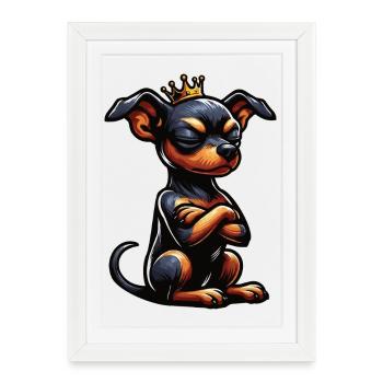 Pinscher miniature Pinscher Pinscher Pinscher Propriétaire Minpin - Affiche encadrée (27 × 37 cm) - blanc - Devant