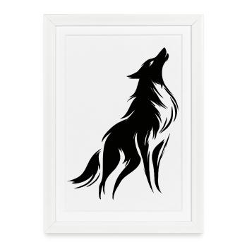 Strong and free wolf, symbol of character - Framed poster (27 × 37 cm) - white - Front
