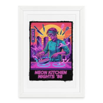 Retro Wave Kitchen - Framed poster (27 × 37 cm) - white - Front