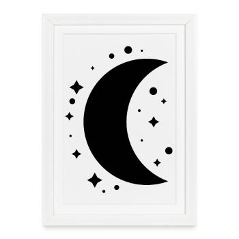 Moon and stars - Framed poster (27 × 37 cm) - white - Front