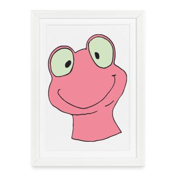 Smiling Pink Frog Cartoon - Framed poster (27 × 37 cm) - white - Front