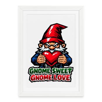 Evil Gnome, Dark Gnome, Goth Gnome, Funny Gnome - Framed poster (27 × 37 cm) - white - Front