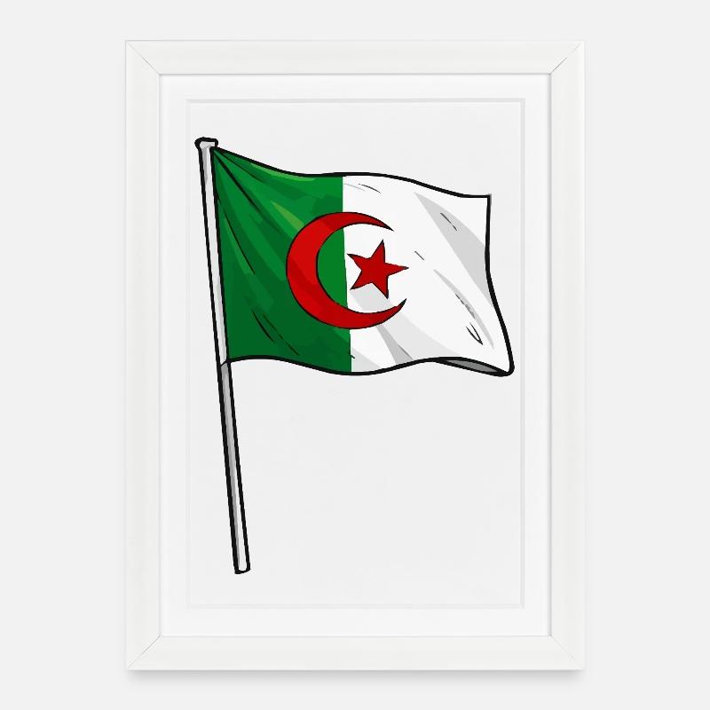 Drapeau algérien - Affiche encadrée (27 × 37 cm) - blanc