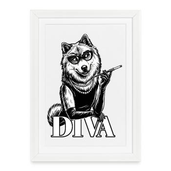 Eurasier | Diva - Affiche encadrée (27 × 37 cm) - blanc - Devant