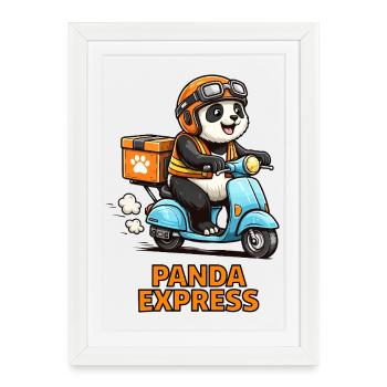 Scooter de livraison de panda - Affiche encadrée (27 × 37 cm) - blanc - Devant