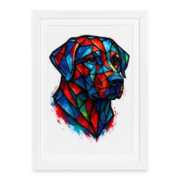 Colorful stained glass labrador retriever portrait pop - Framed poster (27 × 37 cm) - white - Front