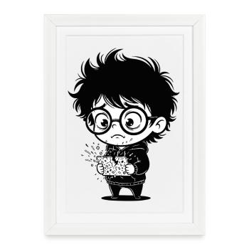 Sticker Enfant Tablette Brisée Stress Numérique - Affiche encadrée (27 × 37 cm) - blanc - Devant