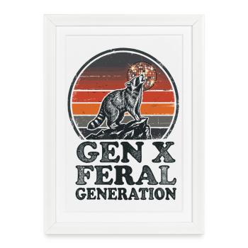 Vintage Raccoon Gen X Feral Generation - Framed poster (27 × 37 cm) - white - Front