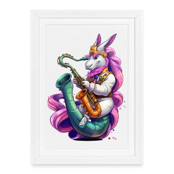 Sparkling Unicorn Saxophone - Framed poster (27 × 37 cm) - white - Front