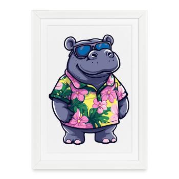 Vacances de bandes dessinées Hippo - Affiche encadrée (27 × 37 cm) - blanc - Devant