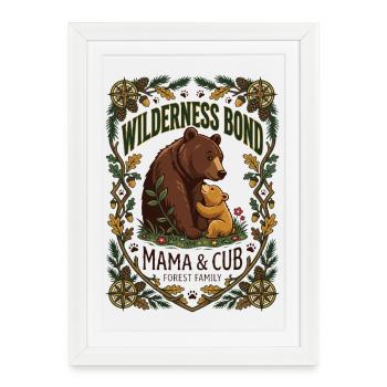 Maman Ours et Petit - Affiche encadrée (27 × 37 cm) - blanc - Devant