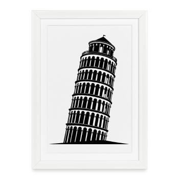 Leaning Tower of Pisa - Framed poster (27 × 37 cm) - white - Front