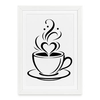 Cœur de café - Affiche encadrée (27 × 37 cm) - blanc - Devant