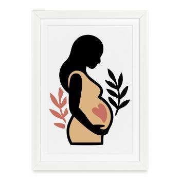 Silhouette de ventre de bébé femme enceinte - Affiche encadrée (27 × 37 cm) - blanc - Devant