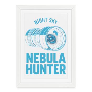 Nebula Hunter Night Sky Telescope Tee - Framed poster (27 × 37 cm) - white - Front