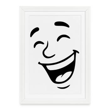Visage rieur - Affiche encadrée (27 × 37 cm) - blanc - Devant