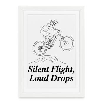 Silent Flight Loud Drops fait des dessins en ligne eMTB - Affiche encadrée (27 × 37 cm) - blanc - Devant