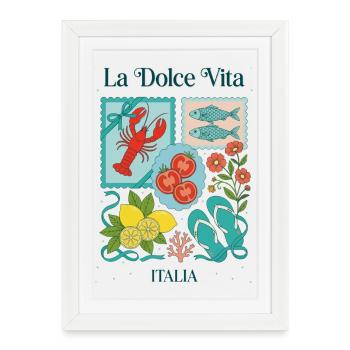 Dolce Vita Marine Carte Postale - Affiche encadrée (27 × 37 cm) - blanc - Devant