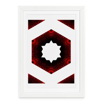 Fire Kaleidoscope Hexagon Pattern - Framed poster (27 × 37 cm) - white - Front