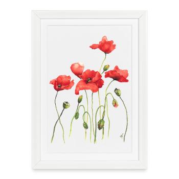 red poppies - Framed poster (27 × 37 cm) - white - Front