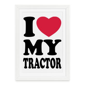 I love my tractor - Affiche encadrée (27 × 37 cm) - blanc - Devant