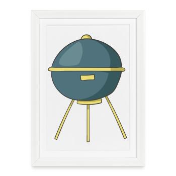 Barbecue - Affiche encadrée (27 × 37 cm) - blanc - Devant