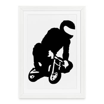pocket bike - Affiche encadrée (27 × 37 cm) - blanc - Devant
