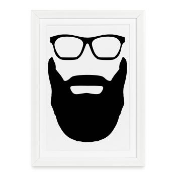 Beard And Glasses - Framed poster (27 × 37 cm) - white - Front