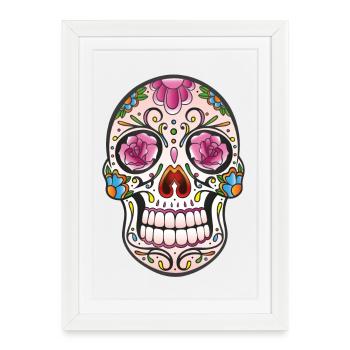 Mexican Sugar Skull, day of the dead - Framed poster (27 × 37 cm) - white - Front