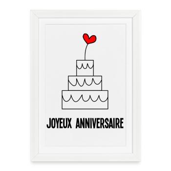 JOYEUX ANNIVERSAIRE. ANNIVERSAIRE. HAPPY BIRTHDAY. - Affiche encadrée (27 × 37 cm) - blanc - Devant