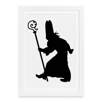 Sinterklaas with staff - Framed poster (27 × 37 cm) - white - Front