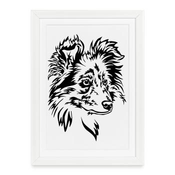 Sheltie Head - Framed poster (27 × 37 cm) - white - Front