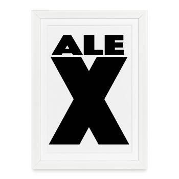 Alex X – Minimal Name Design - Gerahmtes Poster (27 × 37 cm) - Weiß - Vorne