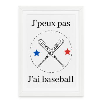 Je peux pas jai baseball - Affiche encadrée (27 × 37 cm) - blanc - Devant