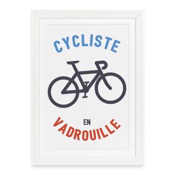 Cyclist in Mop - Framed poster (27 × 37 cm) - white - Front