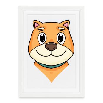 Chien Shiba Inu - Affiche encadrée (27 × 37 cm) - blanc - Devant