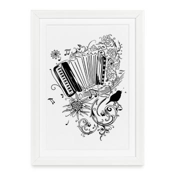Accordéon Musique folklorique Musique - Affiche encadrée (27 × 37 cm) - blanc - Devant