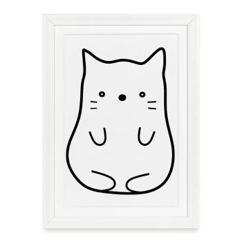 Chat noir - Affiche encadrée (27 × 37 cm) - blanc - Devant