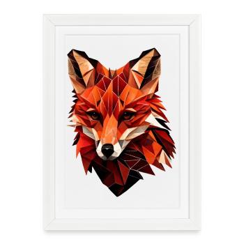 Stylized fox, Geometric - Framed poster (27 × 37 cm) - white - Front