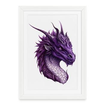 Puissant dragon fantastique pourpre - Affiche encadrée (27 × 37 cm) - blanc - Devant