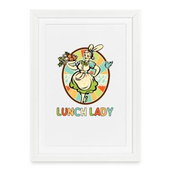 Tablier rétro Lunch Lady - Affiche encadrée (27 × 37 cm) - blanc - Devant