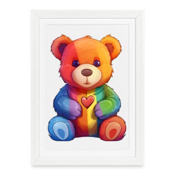 Rainbow Heart Bear Plush - Framed poster (27 × 37 cm) - white - Front