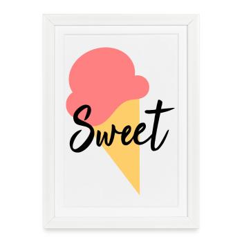 Crème glacée Crème glacée Crème glacée à la fraise Festival d’été - Affiche encadrée (27 × 37 cm) - blanc - Devant